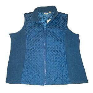 Brand New IZOD Women's XL Blue/Green Quilted/Fleece Vest Winter Layers